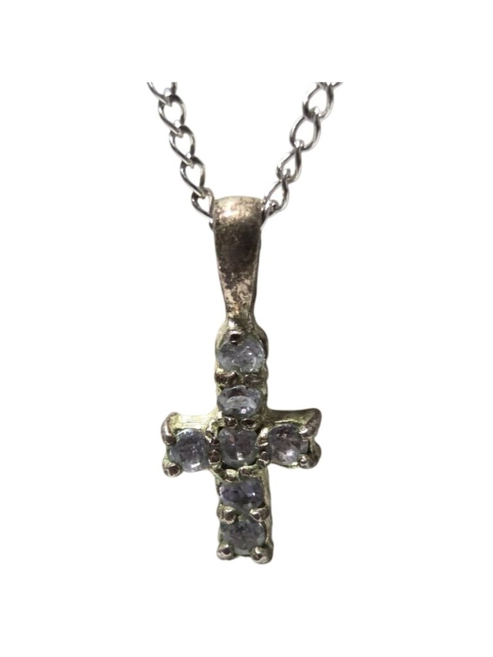 Small Cross Pendant Necklace Rhinestones Gothic Religious Fashion Jewelry Women